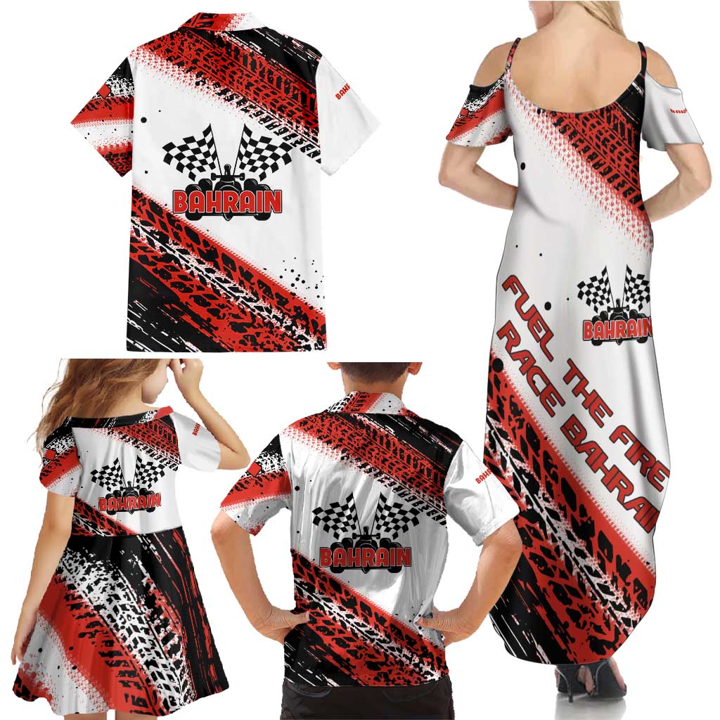 Formula 1 Inspired Bahrain Race Family Matching Summer Maxi Dress and Hawaiian Shirt with Checkered Flag Print