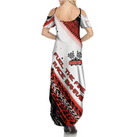 Formula 1 Inspired Bahrain Race Family Matching Summer Maxi Dress and Hawaiian Shirt with Checkered Flag Print