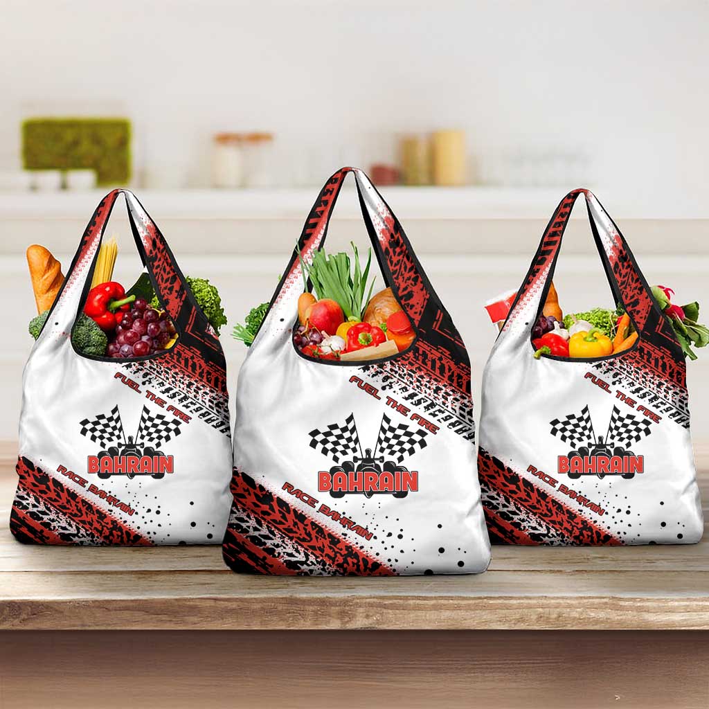 Formula 1 Inspired Bahrain Race Grocery Bag with Checkered Flag Print