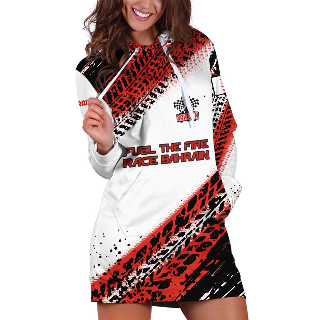 Formula 1 Inspired Bahrain Race Hoodie Dress with Checkered Flag Print
