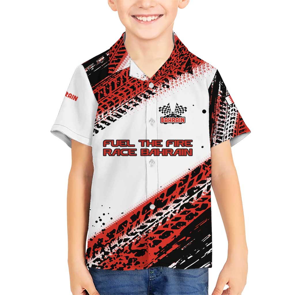 Formula 1 Inspired Bahrain Race Kid Hawaiian Shirt with Checkered Flag Print