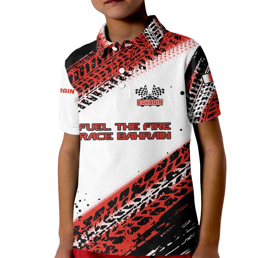 Formula 1 Inspired Bahrain Race Kid Polo Shirt with Checkered Flag Print