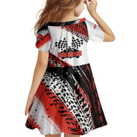 Formula 1 Inspired Bahrain Race Kid Short Sleeve Dress with Checkered Flag Print