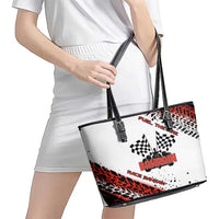 Formula 1 Inspired Bahrain Race Leather Tote Bag with Checkered Flag Print