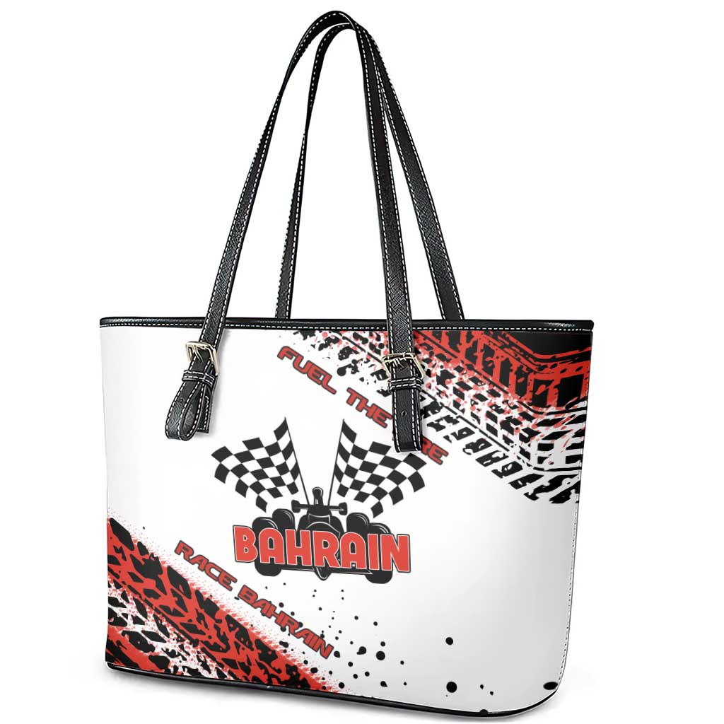 Formula 1 Inspired Bahrain Race Leather Tote Bag with Checkered Flag Print