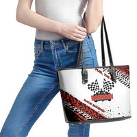 Formula 1 Inspired Bahrain Race Leather Tote Bag with Checkered Flag Print