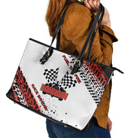 Formula 1 Inspired Bahrain Race Leather Tote Bag with Checkered Flag Print