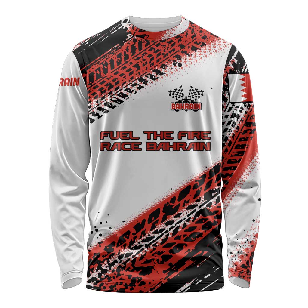 Formula 1 Inspired Bahrain Race Long Sleeve Shirt with Checkered Flag Print