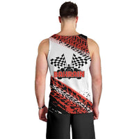 Formula 1 Inspired Bahrain Race Men Tank Top with Checkered Flag Print