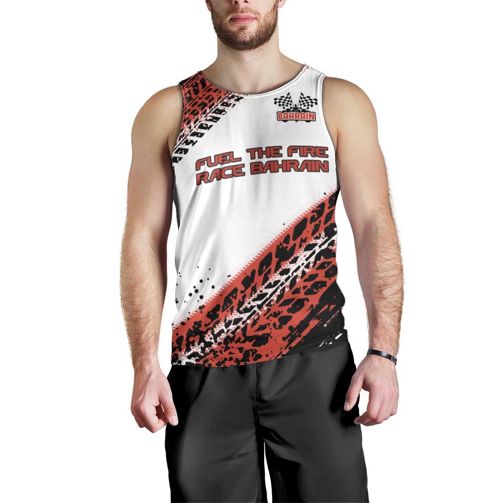Formula 1 Inspired Bahrain Race Men Tank Top with Checkered Flag Print