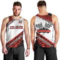 Formula 1 Inspired Bahrain Race Men Tank Top with Checkered Flag Print