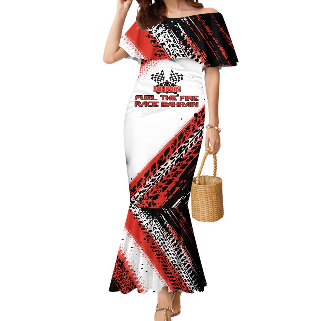 Formula 1 Inspired Bahrain Race Mermaid Dress with Checkered Flag Print