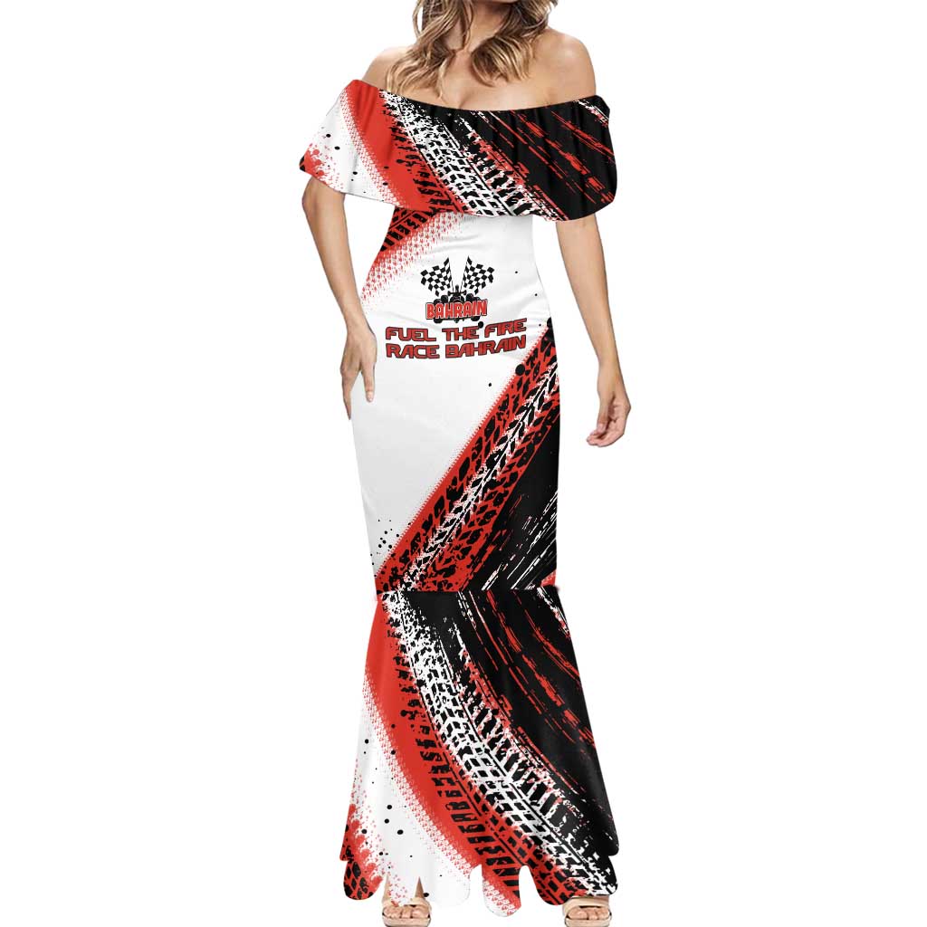 Formula 1 Inspired Bahrain Race Mermaid Dress with Checkered Flag Print