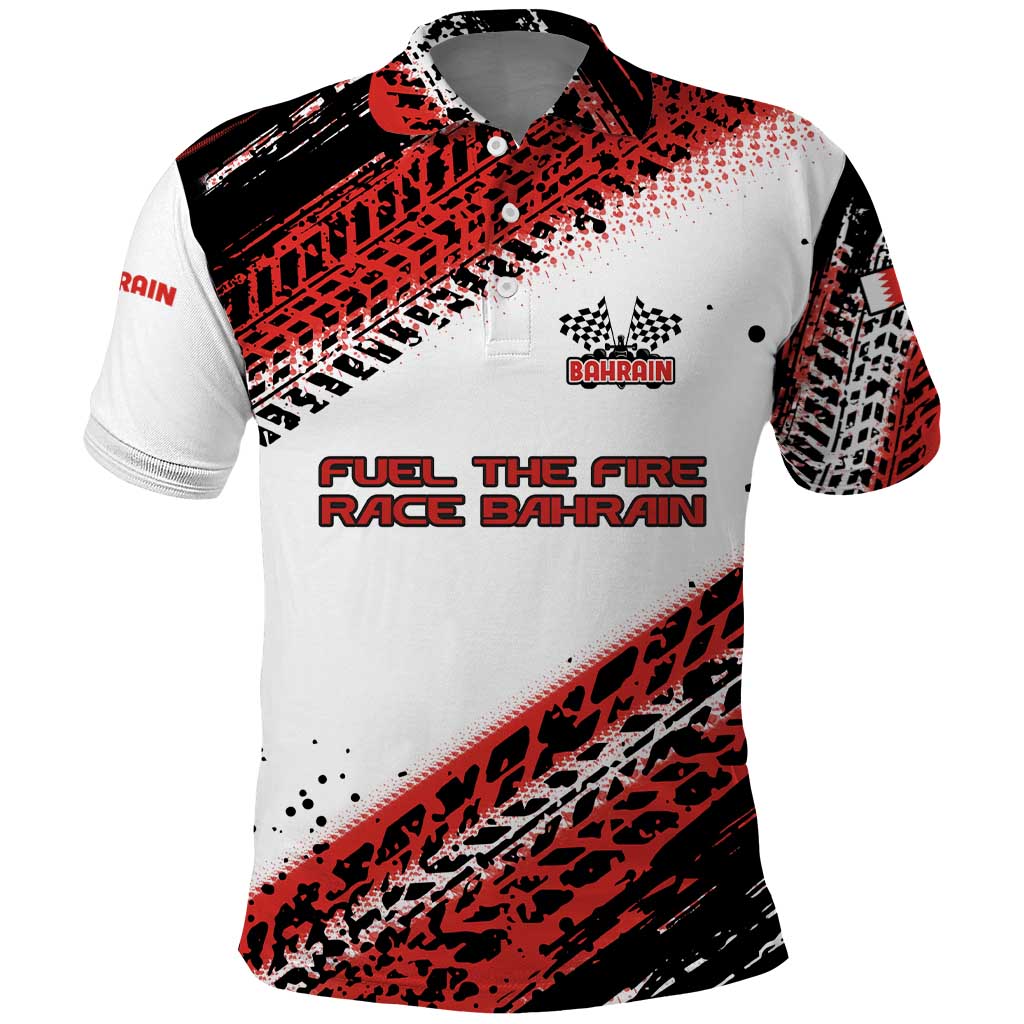 Formula 1 Inspired Bahrain Race Polo Shirt with Checkered Flag Print