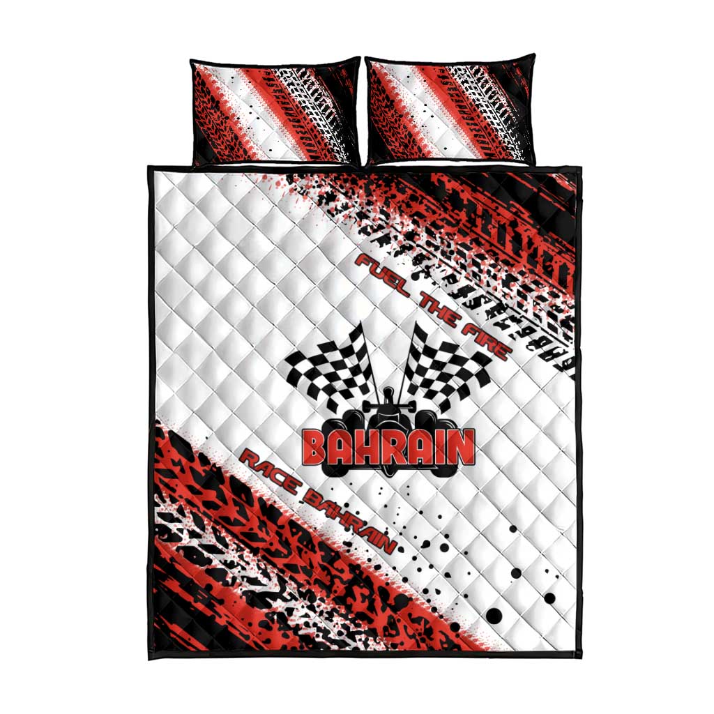 Formula 1 Inspired Bahrain Race Quilt Bed Set with Checkered Flag Print