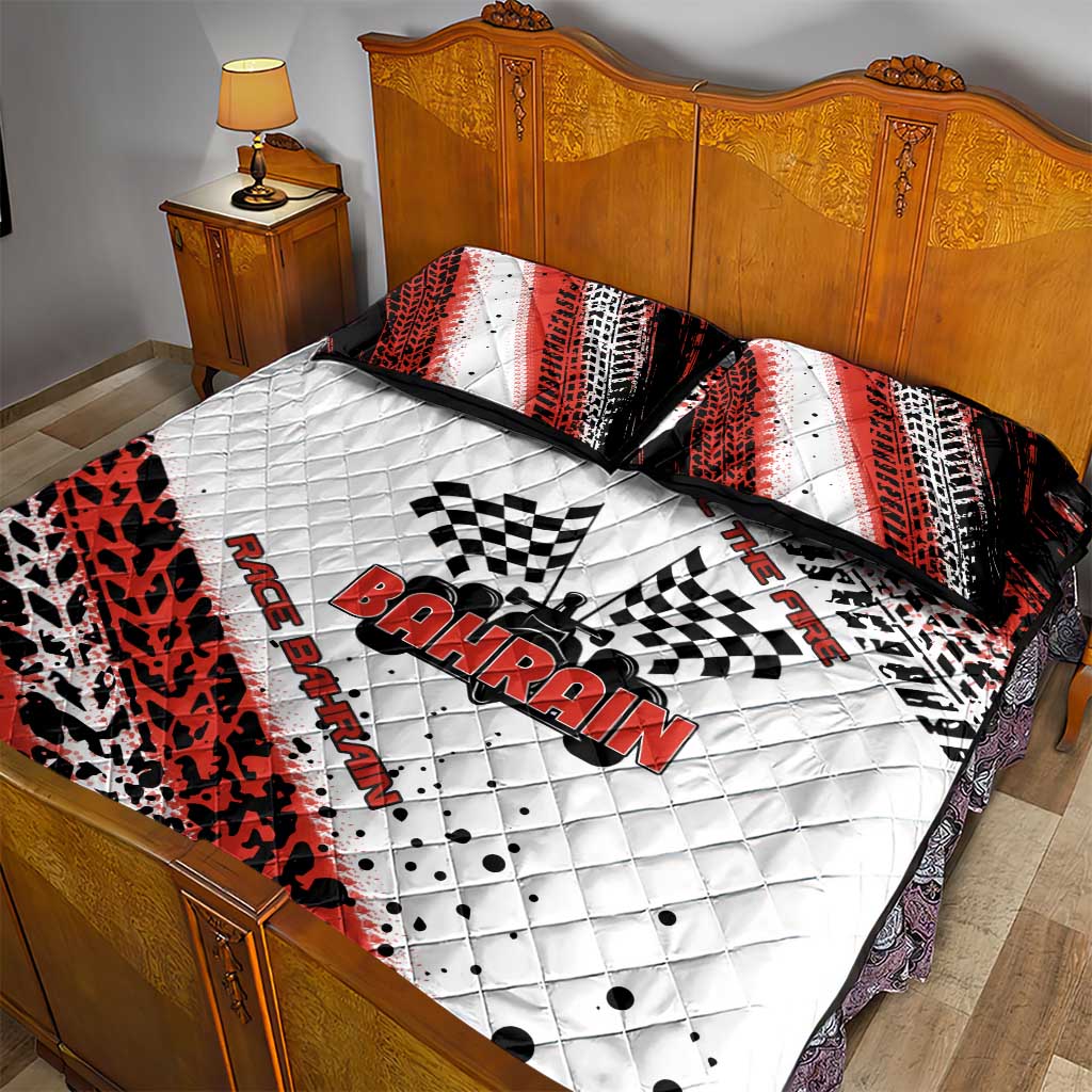 Formula 1 Inspired Bahrain Race Quilt Bed Set with Checkered Flag Print