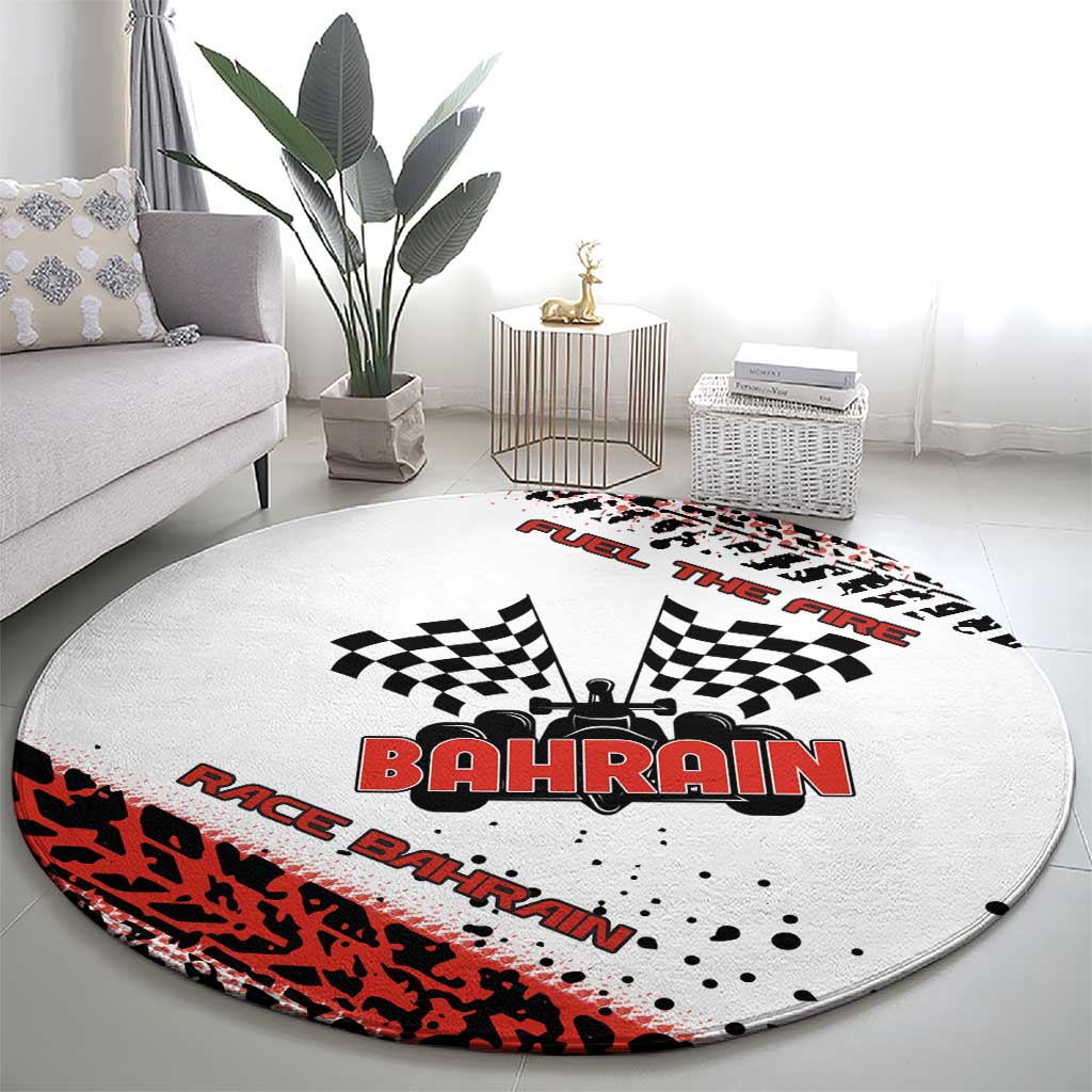 Formula 1 Inspired Bahrain Race Round Carpet with Checkered Flag Print