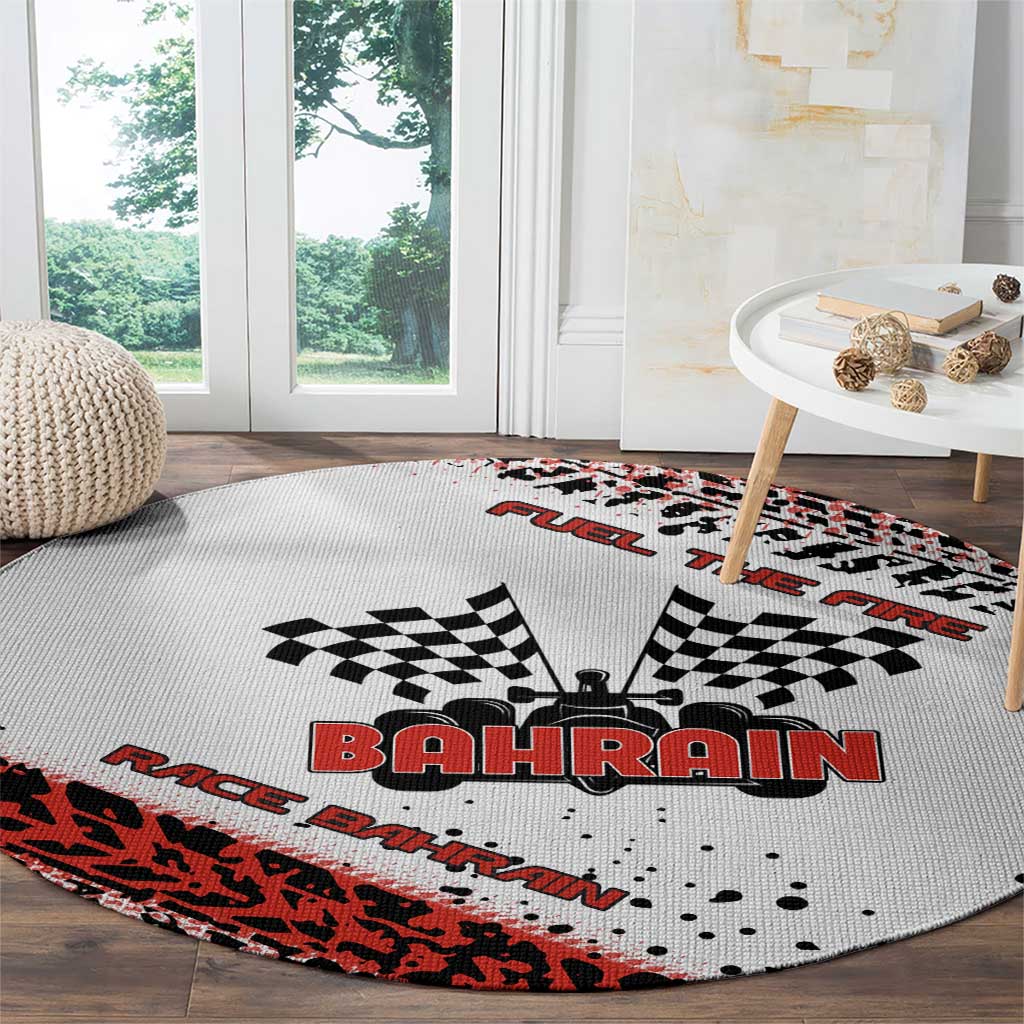 Formula 1 Inspired Bahrain Race Round Carpet with Checkered Flag Print