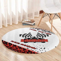 Formula 1 Inspired Bahrain Race Round Carpet with Checkered Flag Print