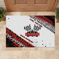 Formula 1 Inspired Bahrain Race Rubber Doormat with Checkered Flag Print