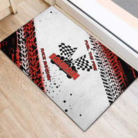 Formula 1 Inspired Bahrain Race Rubber Doormat with Checkered Flag Print