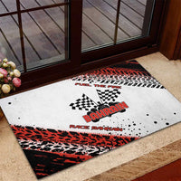 Formula 1 Inspired Bahrain Race Rubber Doormat with Checkered Flag Print