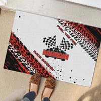 Formula 1 Inspired Bahrain Race Rubber Doormat with Checkered Flag Print