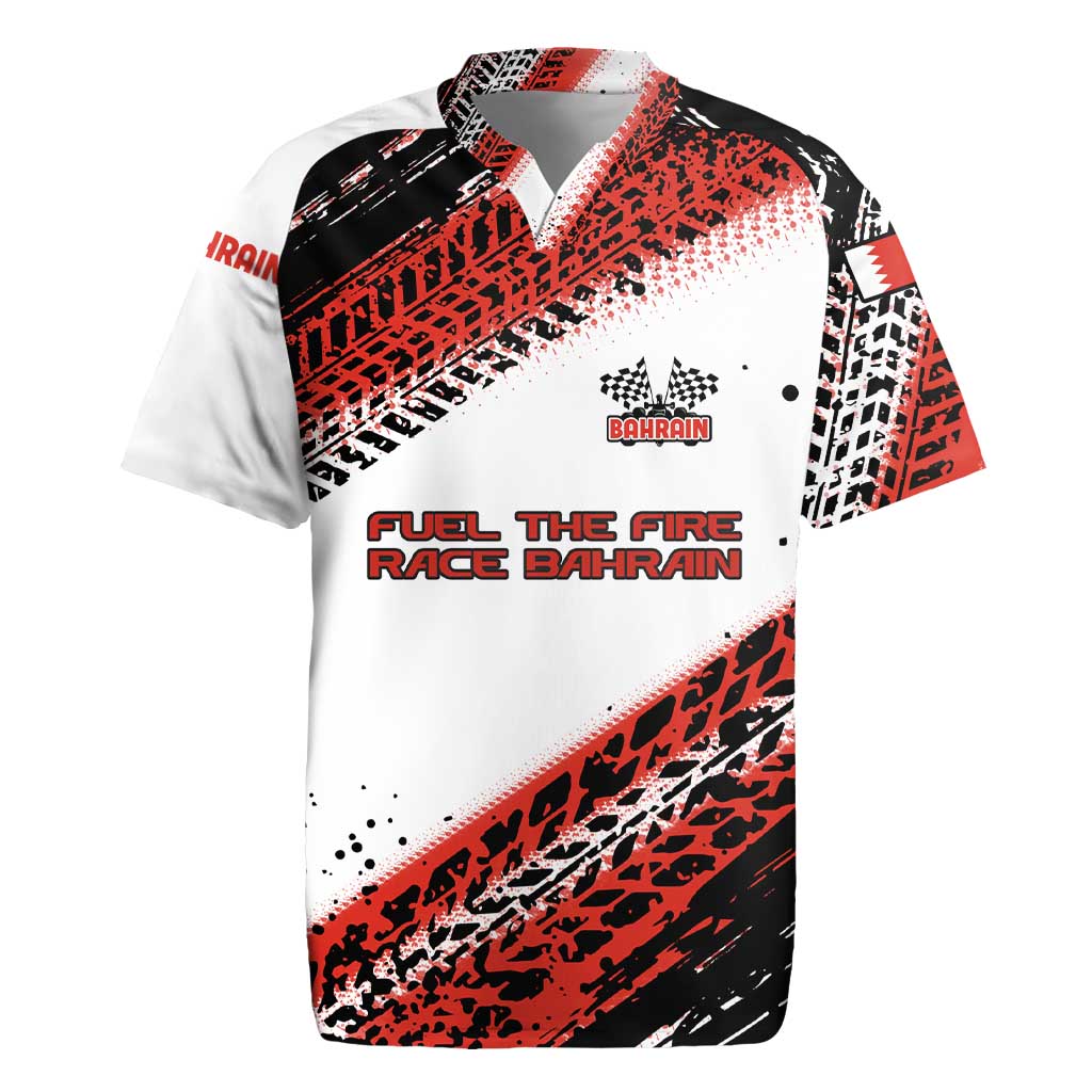 Formula 1 Inspired Bahrain Race Rugby Jersey with Checkered Flag Print