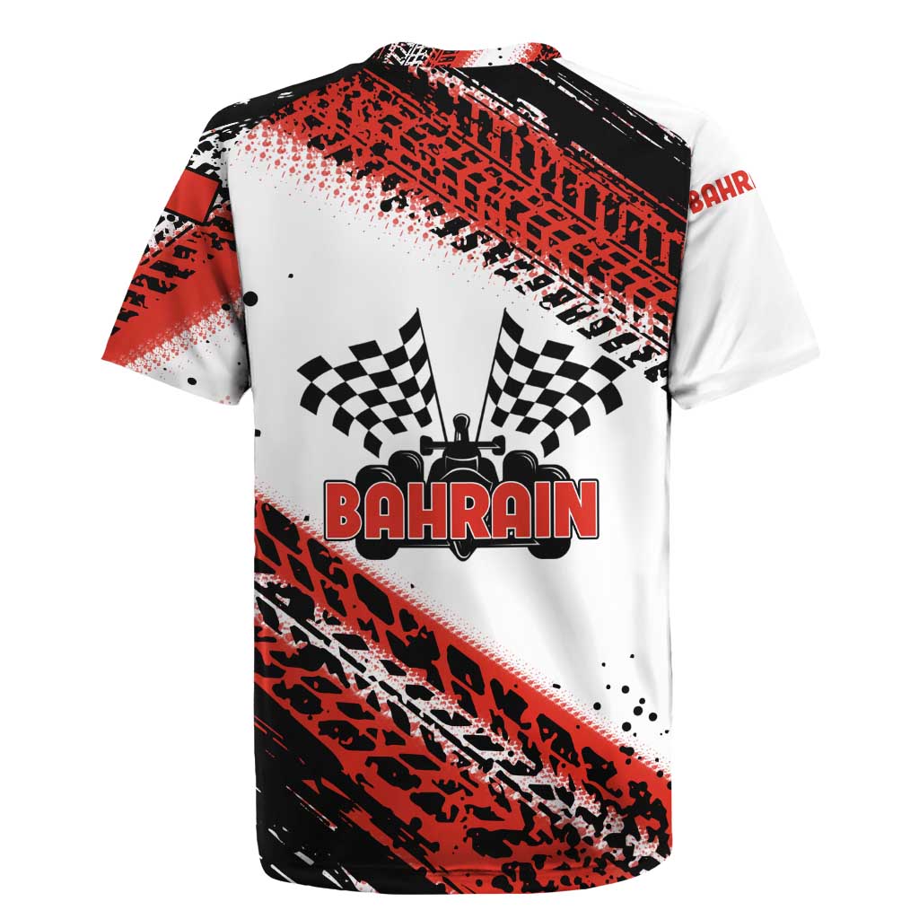 Formula 1 Inspired Bahrain Race Rugby Jersey with Checkered Flag Print