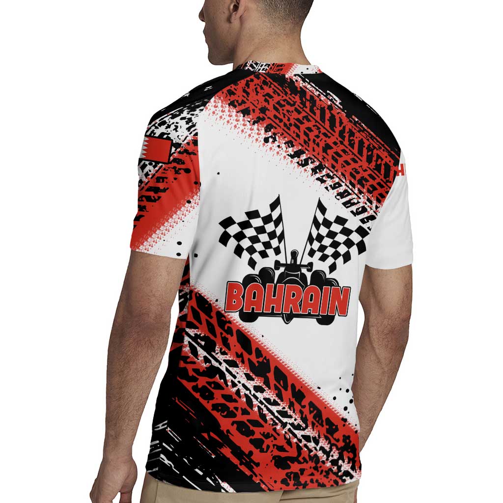 Formula 1 Inspired Bahrain Race Rugby Jersey with Checkered Flag Print