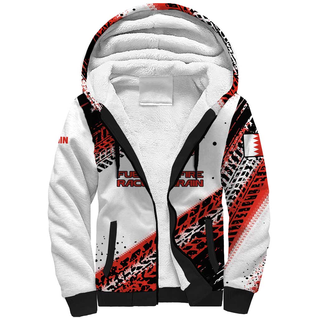 Formula 1 Inspired Bahrain Race Sherpa Hoodie with Checkered Flag Print