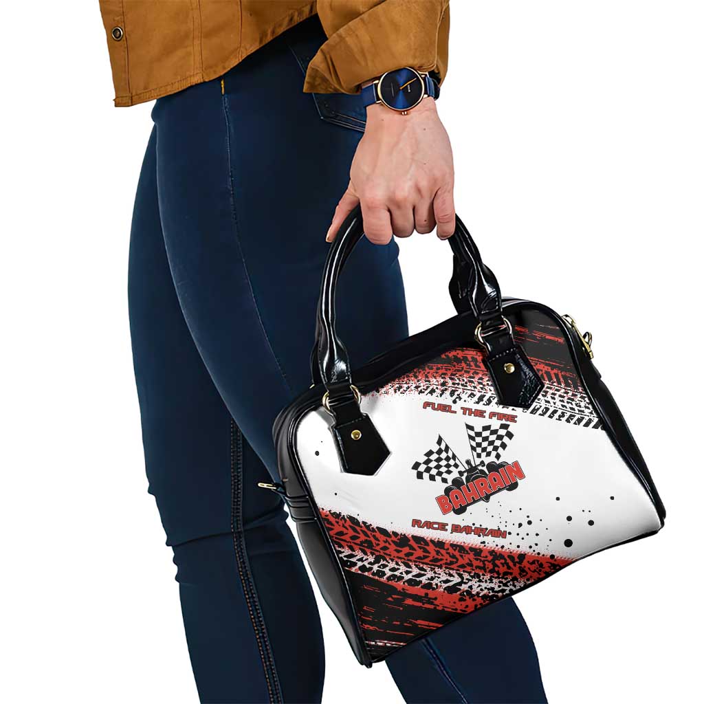 Formula 1 Inspired Bahrain Race Shoulder Handbag with Checkered Flag Print