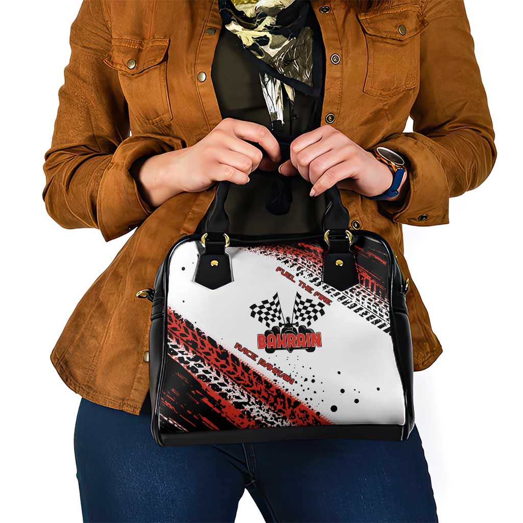 Formula 1 Inspired Bahrain Race Shoulder Handbag with Checkered Flag Print