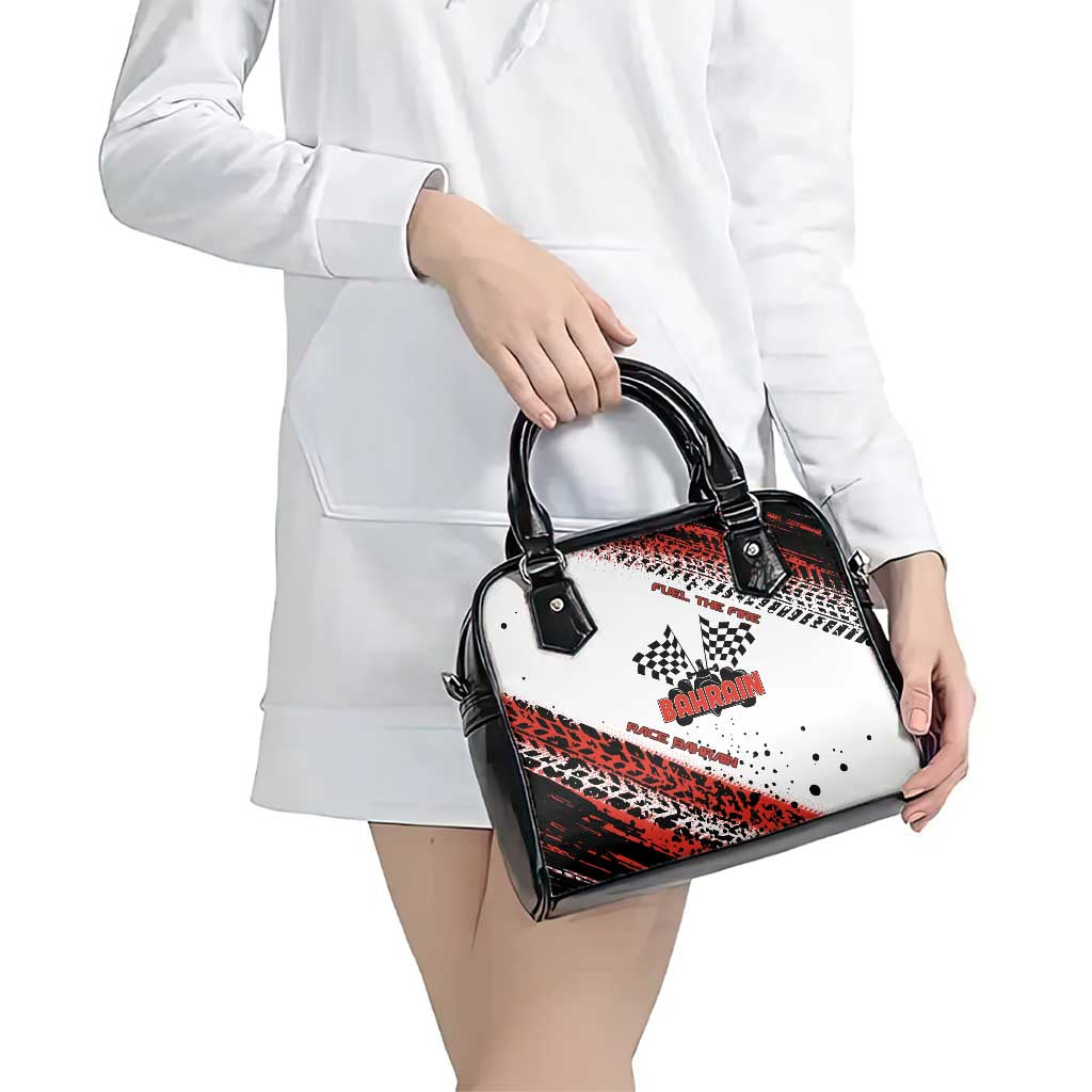 Formula 1 Inspired Bahrain Race Shoulder Handbag with Checkered Flag Print