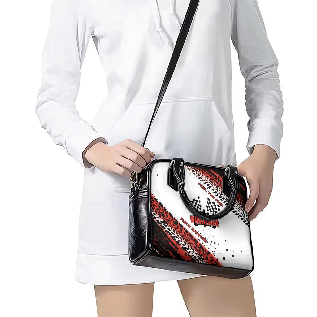 Formula 1 Inspired Bahrain Race Shoulder Handbag with Checkered Flag Print
