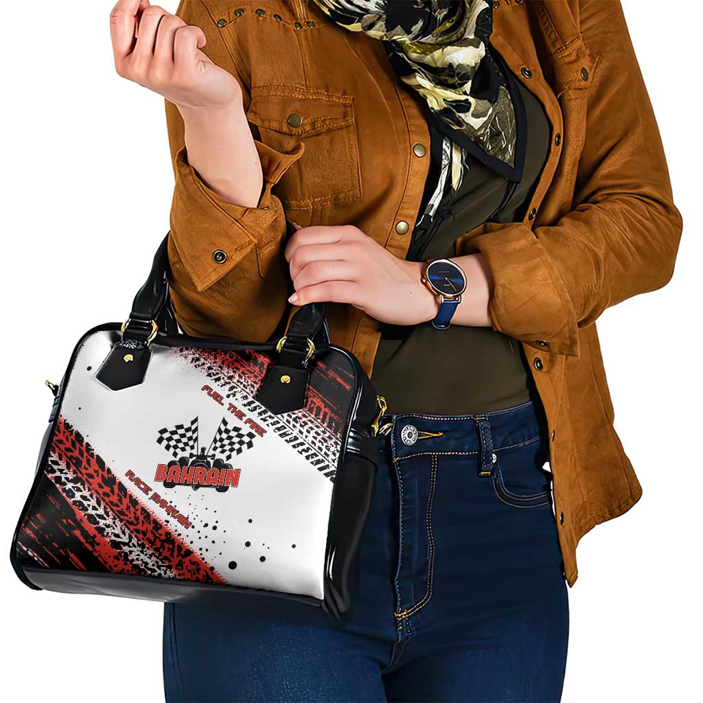 Formula 1 Inspired Bahrain Race Shoulder Handbag with Checkered Flag Print