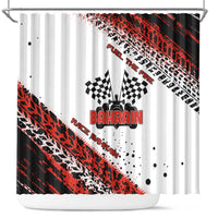 Formula 1 Inspired Bahrain Race Shower Curtain with Checkered Flag Print