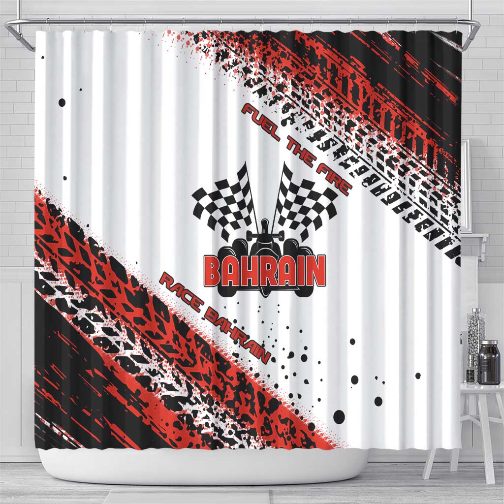 Formula 1 Inspired Bahrain Race Shower Curtain with Checkered Flag Print