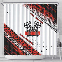 Formula 1 Inspired Bahrain Race Shower Curtain with Checkered Flag Print
