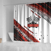Formula 1 Inspired Bahrain Race Shower Curtain with Checkered Flag Print