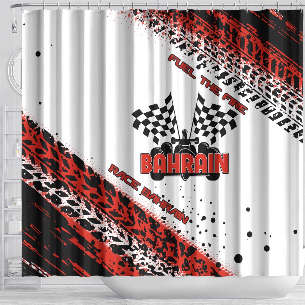 Formula 1 Inspired Bahrain Race Shower Curtain with Checkered Flag Print