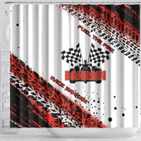 Formula 1 Inspired Bahrain Race Shower Curtain with Checkered Flag Print