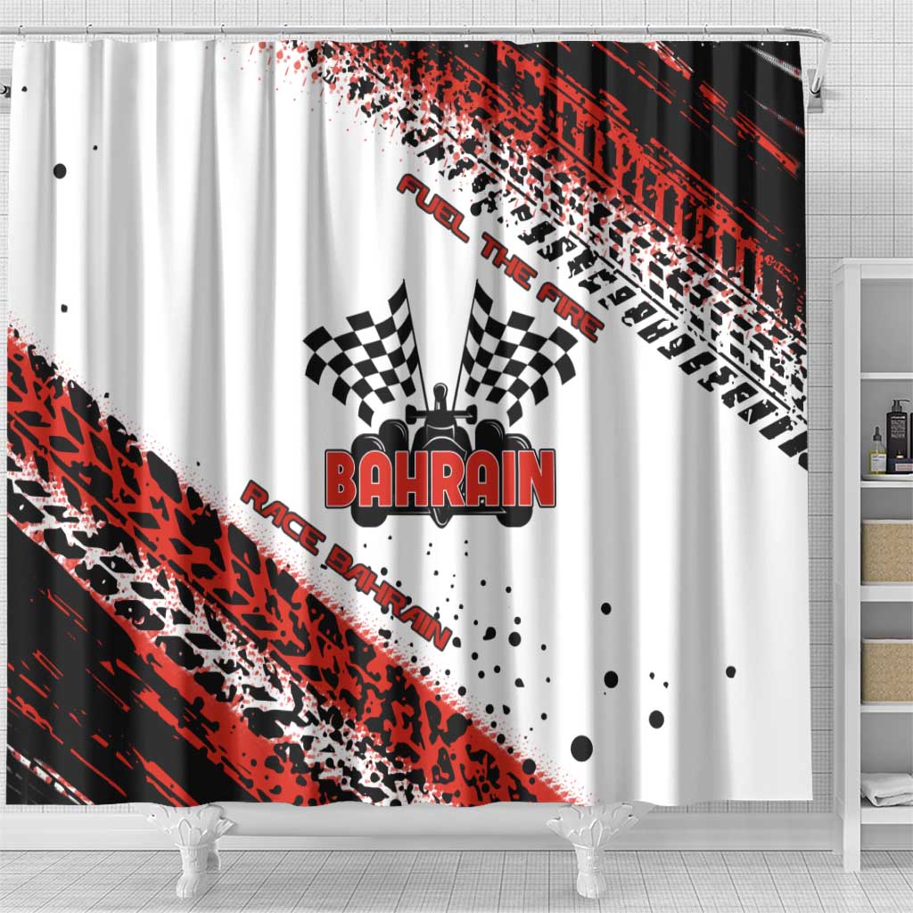 Formula 1 Inspired Bahrain Race Shower Curtain with Checkered Flag Print