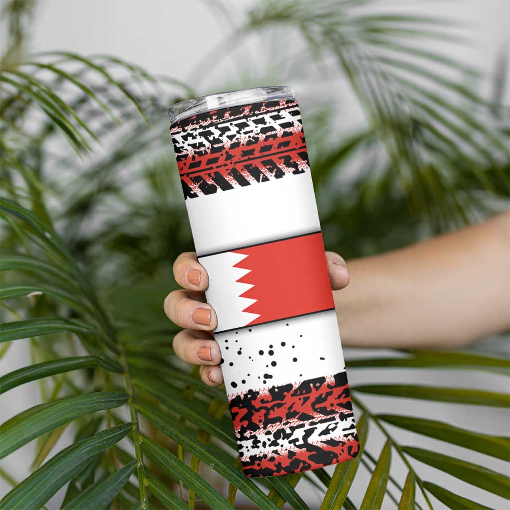 Formula 1 Inspired Bahrain Race Skinny Tumbler with Checkered Flag Print
