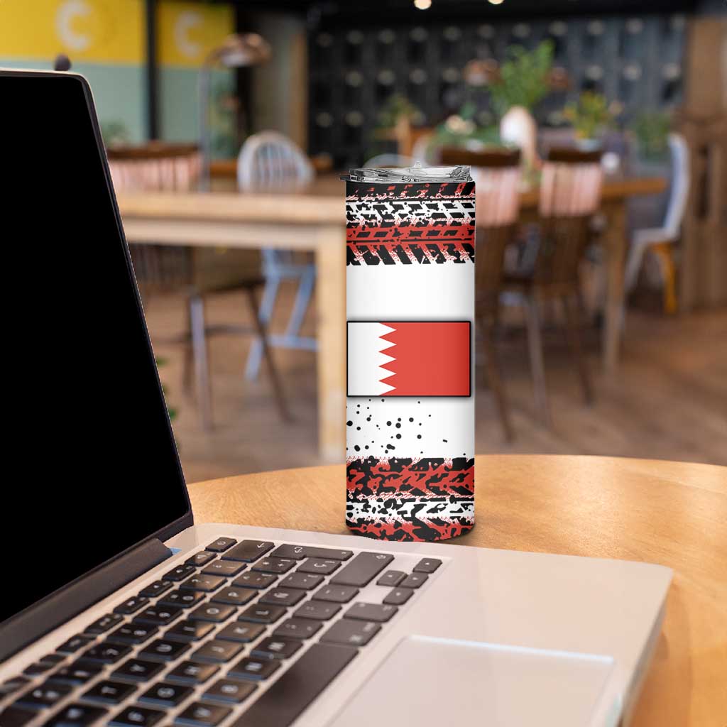 Formula 1 Inspired Bahrain Race Skinny Tumbler with Checkered Flag Print