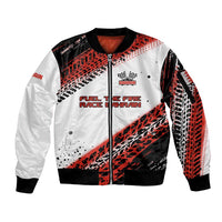 Formula 1 Inspired Bahrain Race Sleeve Zip Bomber Jacket with Checkered Flag Print