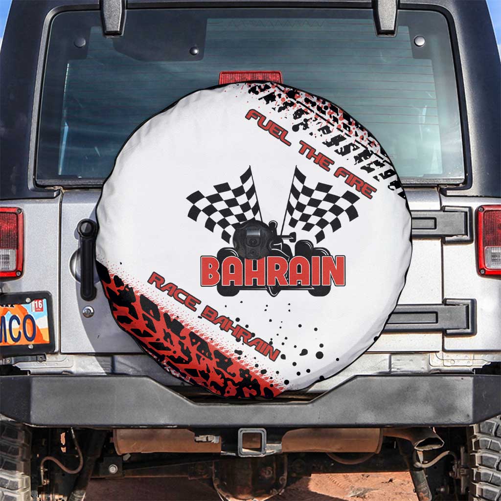 Formula 1 Inspired Bahrain Race Spare Tire Cover with Checkered Flag Print