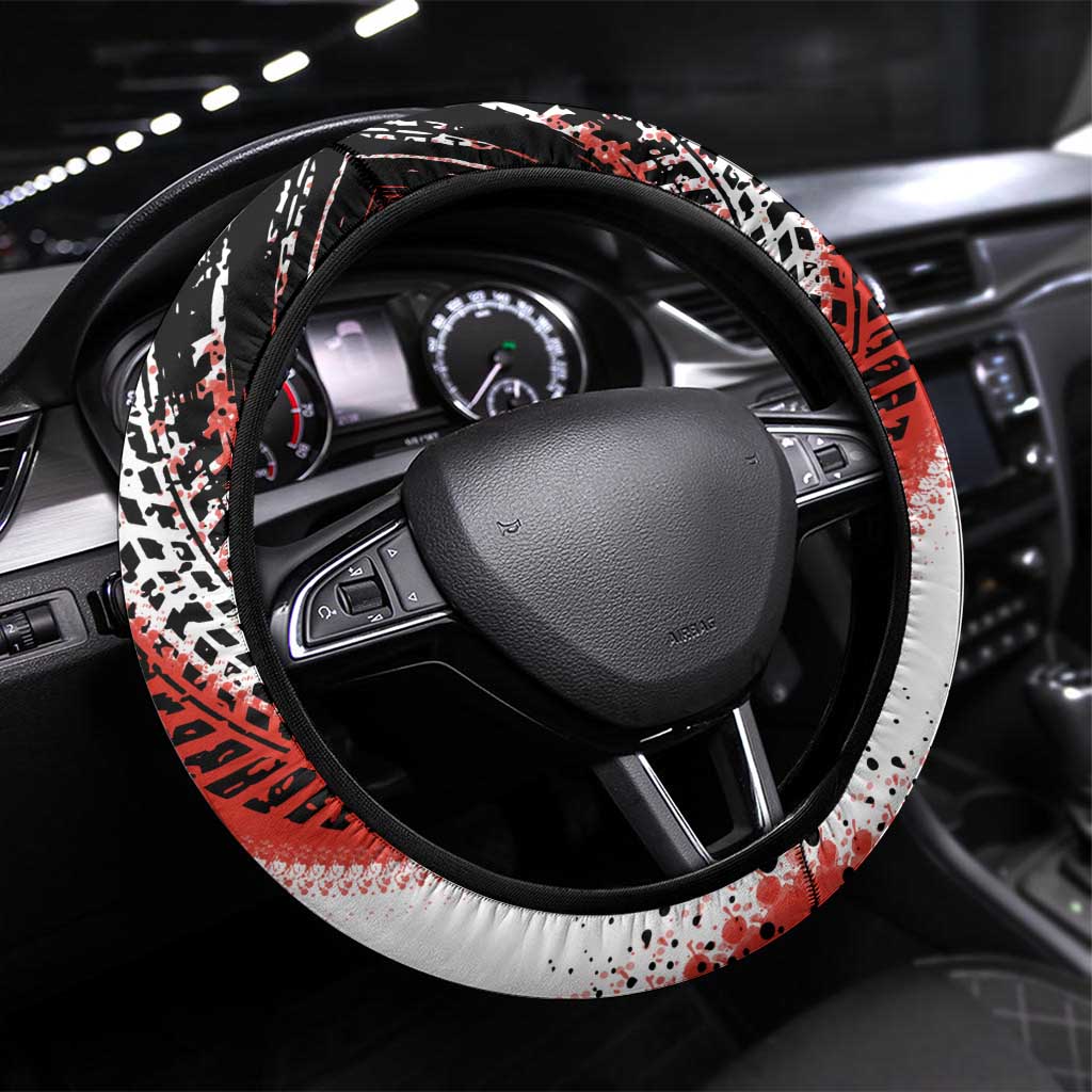 Formula 1 Inspired Bahrain Race Steering Wheel Cover with Checkered Flag Print