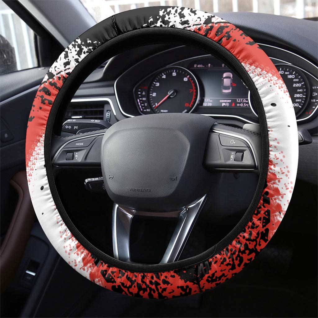 Formula 1 Inspired Bahrain Race Steering Wheel Cover with Checkered Flag Print