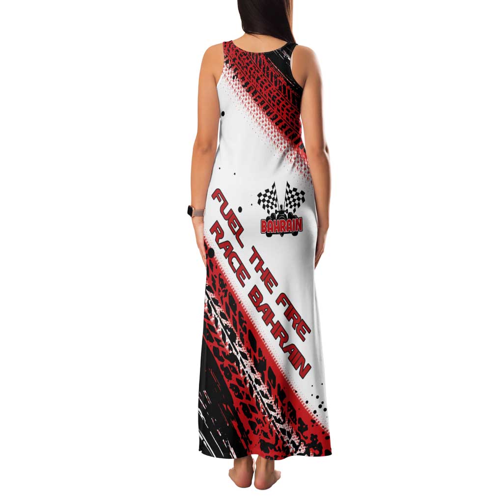 Formula 1 Inspired Bahrain Race Tank Maxi Dress with Checkered Flag Print